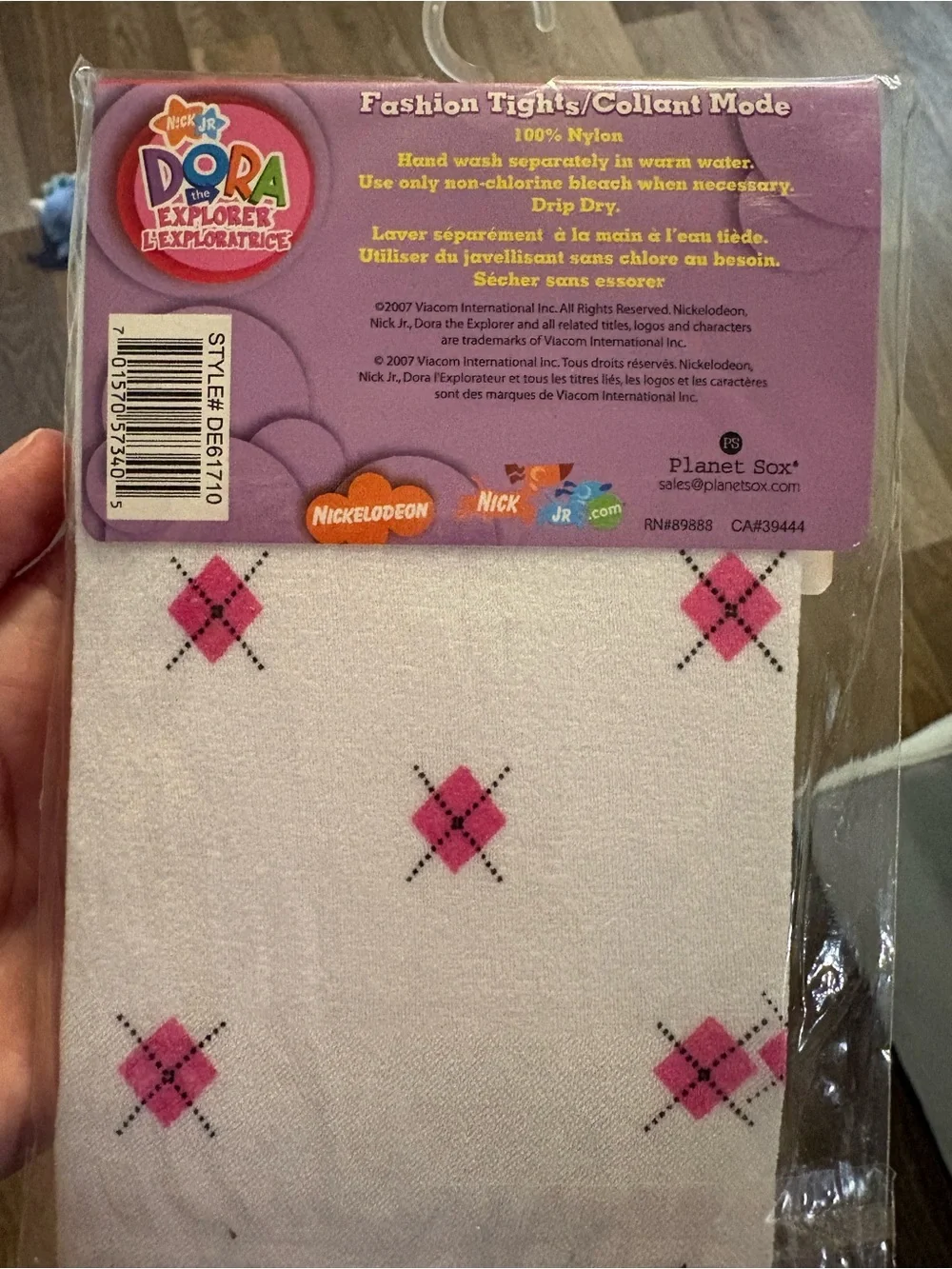 Girls' Pink Argyle Fashion Tights - Size 7-10
